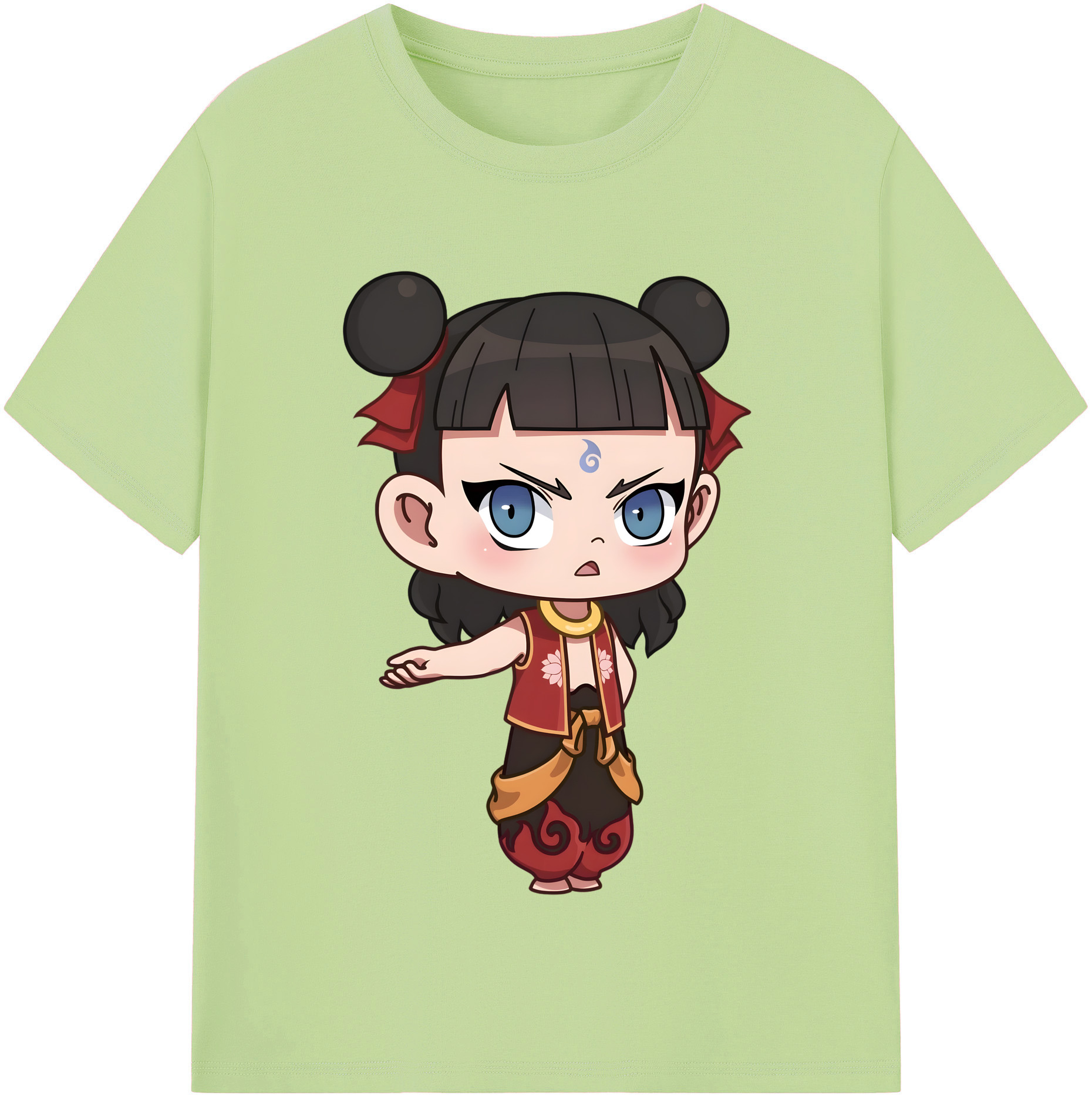 （画像用） Ne Zha 2 ナタ 魔童の大暴れ 綿100％半袖Tシャツ（フロントプリント）
